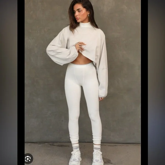 Vintage Joah Brown Cream Ribbed Leggings thermal - Picture 2 of 8